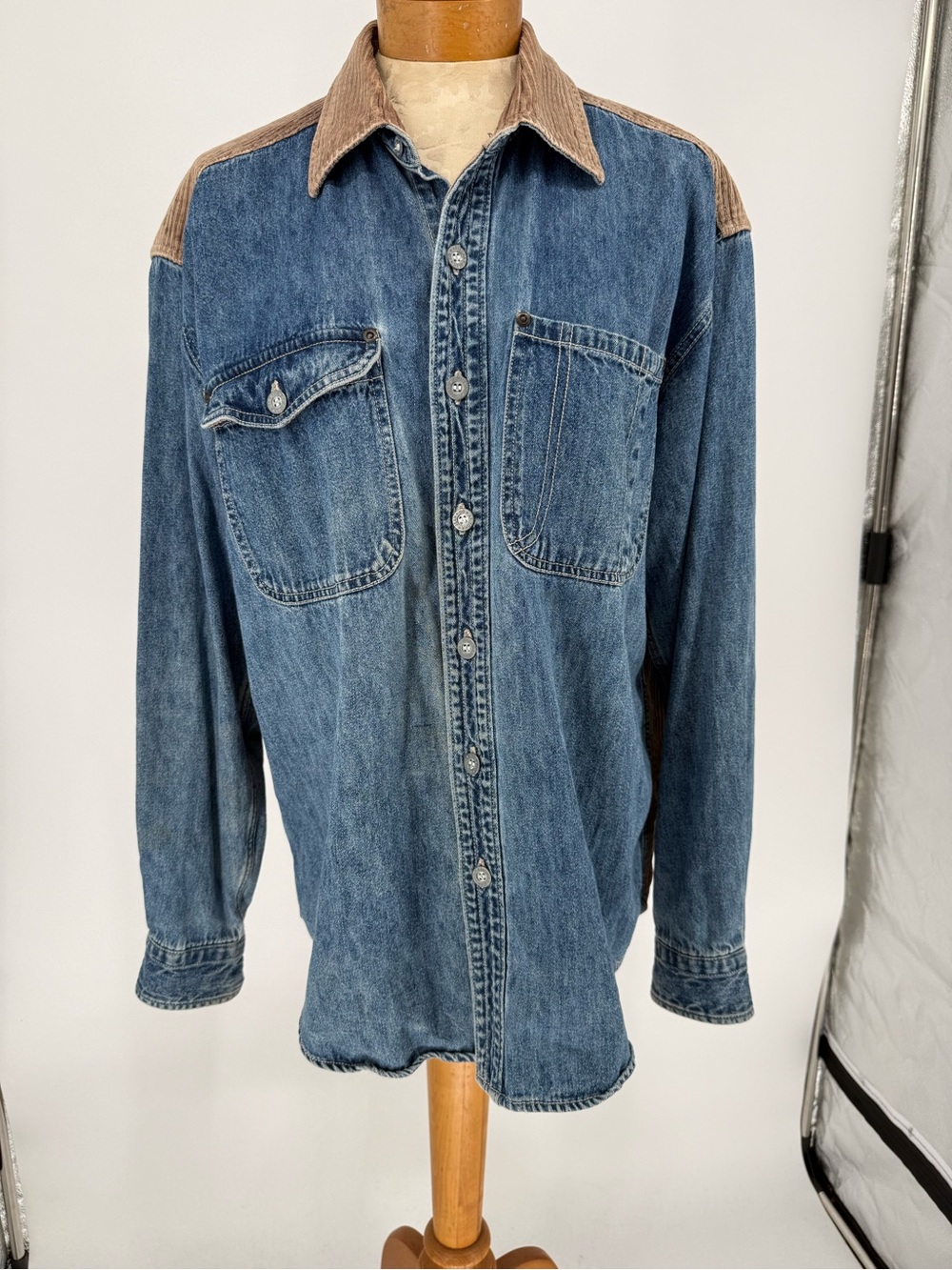 VTG Men’s Arizona Denim & Corduroy Casual Button Down sz M